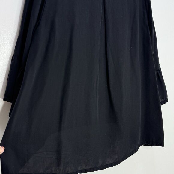 Bryn Walker Fran Round Neck Ruffle 3/4 Bell Sleeve Top Sz S Hi Low Hem Tencel - Picture 5 of 10